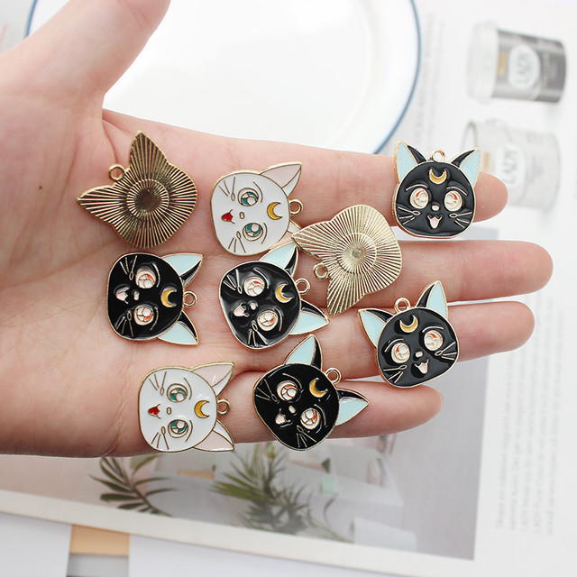 10pcs 22x22mm Kawaii Enamel Cat Charms for Jewelry Making Fashion Necklace  Pendant Bracelet Earring Charms Diy